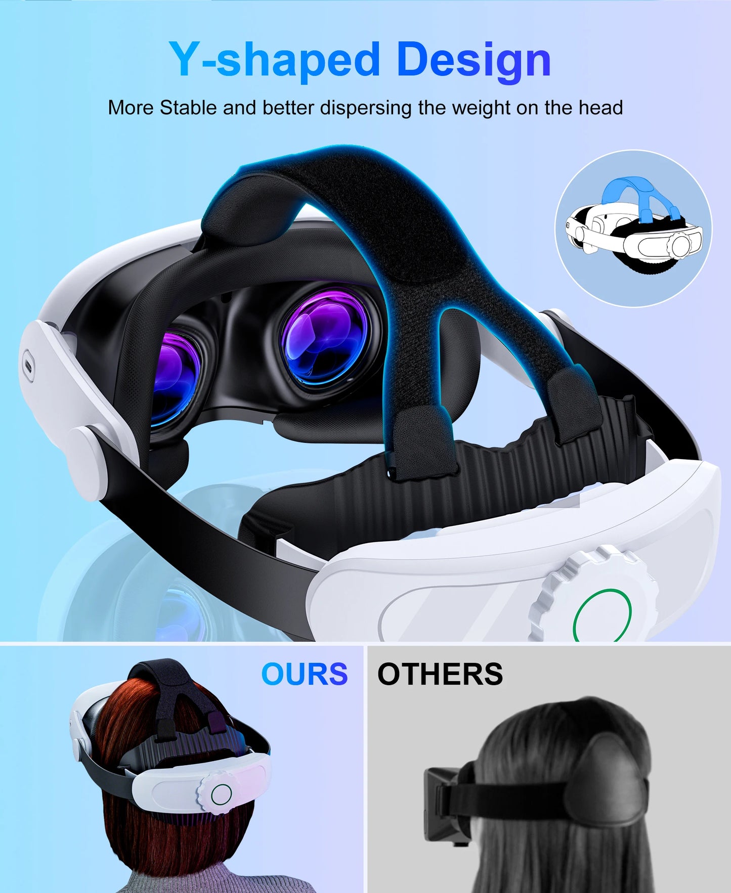 DinoFire MV1000 Head Strap For Meta Quest 3S/Quest 3/Quest 2 Head Strap Compatible for Oculus Head Strap