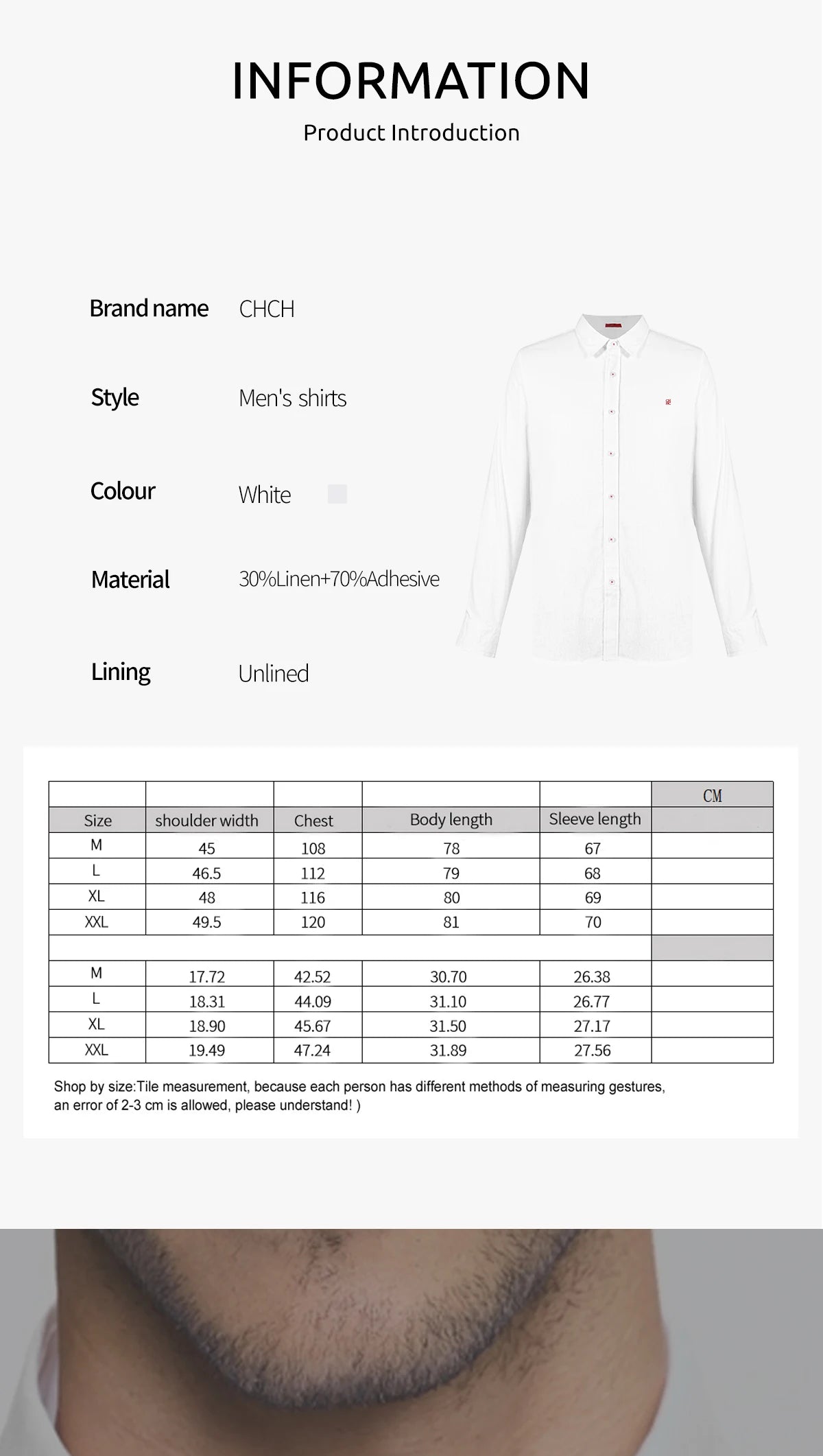 CHCH High Quality Men Shirt Long Sleeve Causal Formal Business Shirt Brand Man Dress Shirts