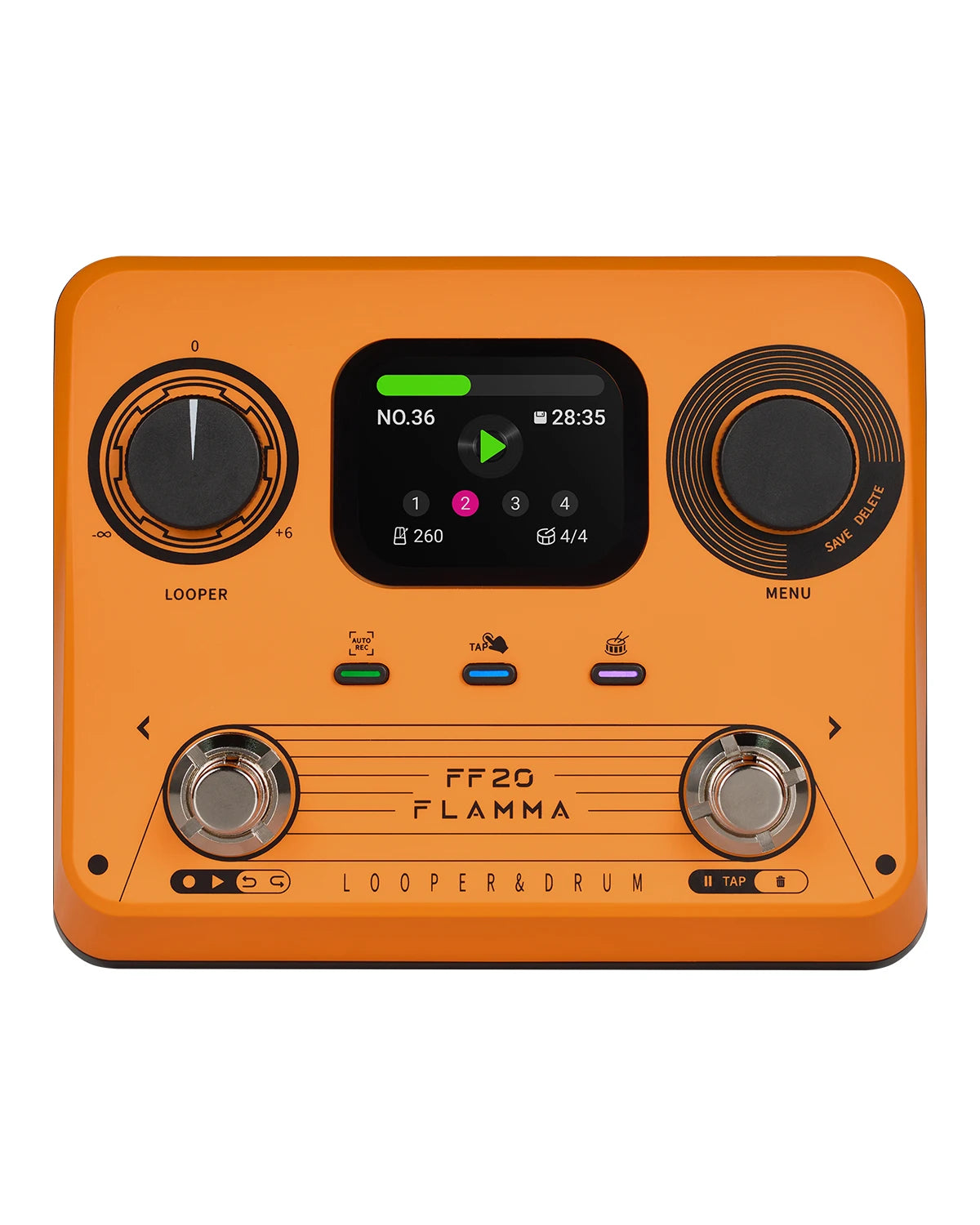 FLAMMA FF20 Guitar Looper Drum Machine Effects Pedal 300 Mins Looper, 220 Drum Groves, 100 Loop Slots Auto Record Function