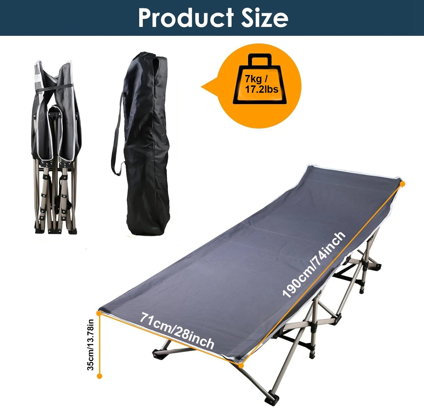 Foldable Portable Bed, Outdoor Garden Lounge Chair with Pearl Foam Mattress