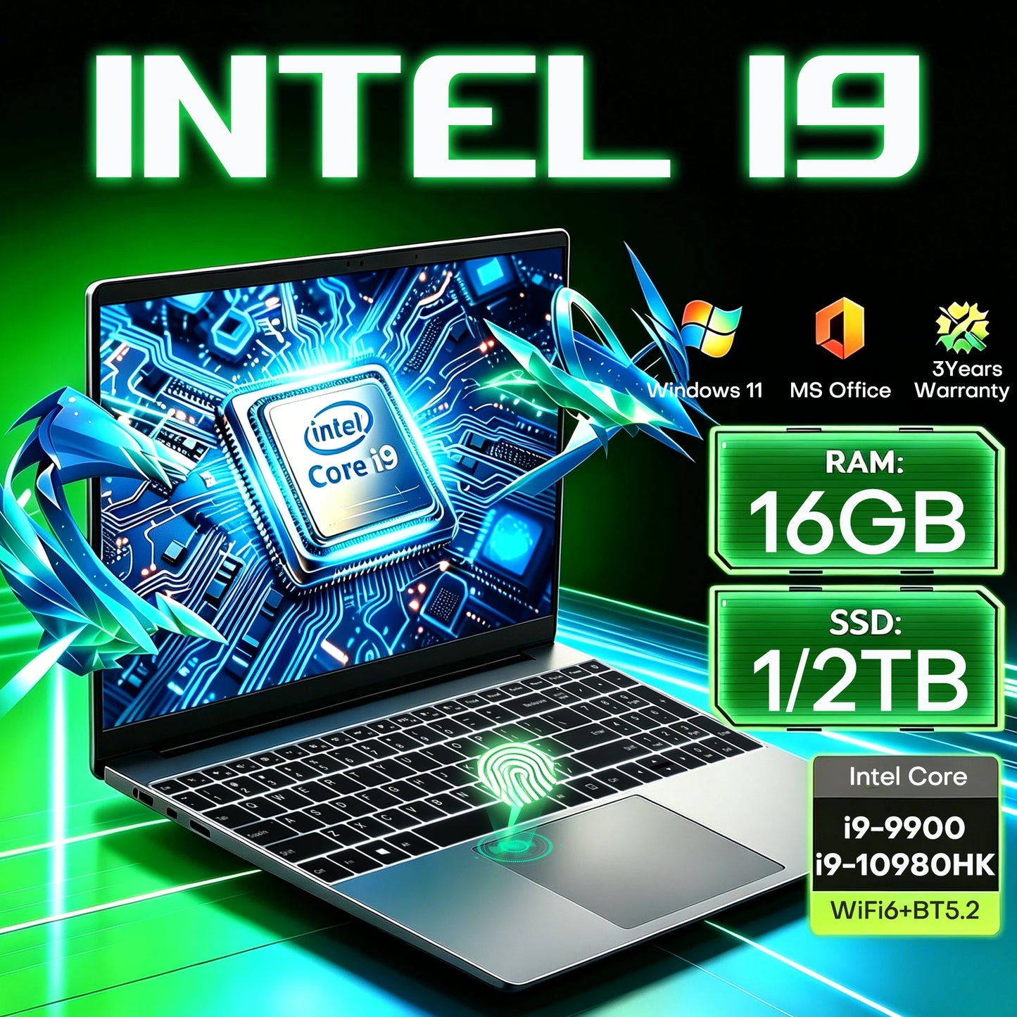 2026 Intel Core i9 10980HK 9900U Gaming Laptop Computer Windows 11 Notebook PC 16GB RAM 1/2TB SSD 15.6“ Portalbe Office Laptops