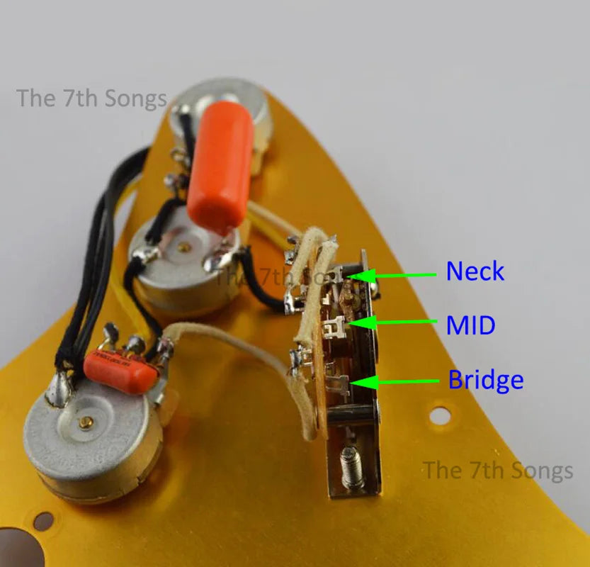 Electric Guitar 0.047uf Orange treble Bleed ST 5-Way C*S 250K Pots Wiring for SSS Guitar pickup