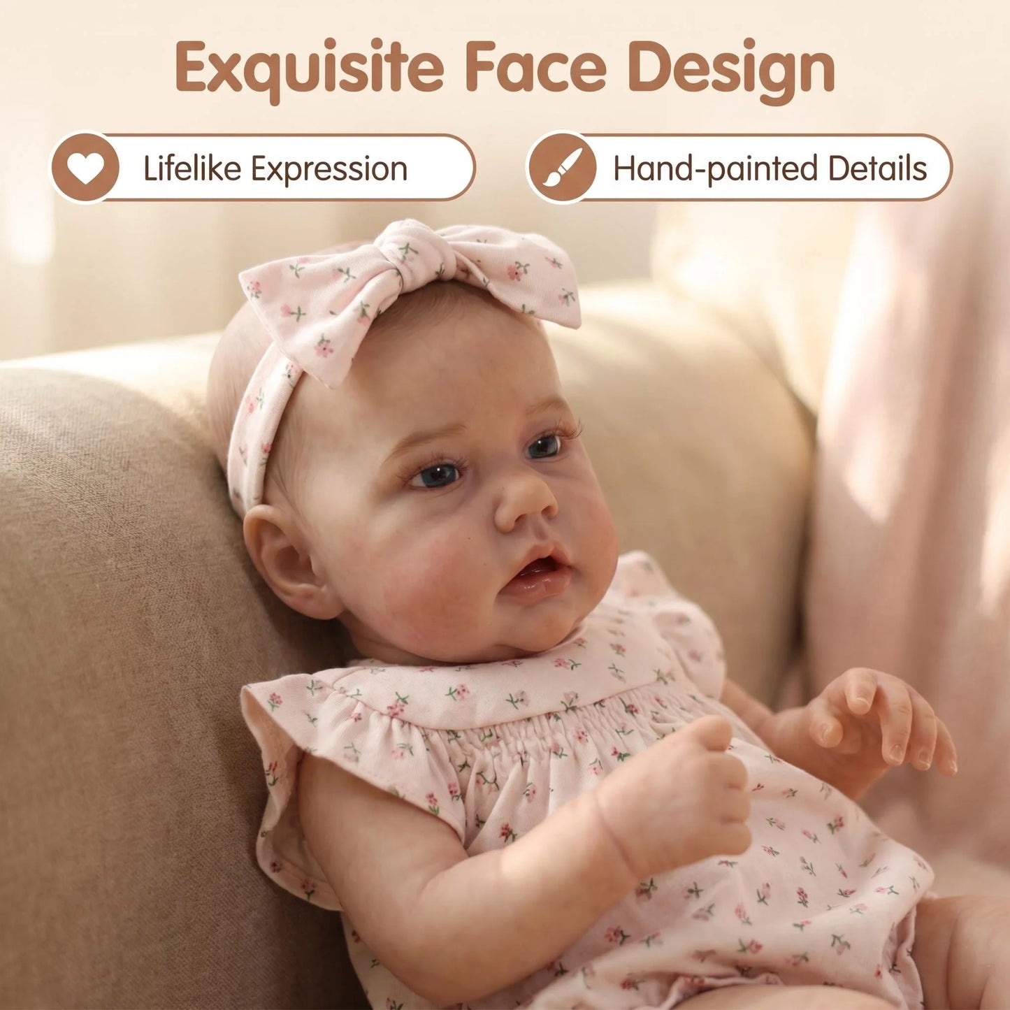 NPK 22inch Penny Cloth Body Toddler Newborn Doll Princess Lifelike Reborn Soft Touch 3D Skin Art Doll with Hand Draw Hair