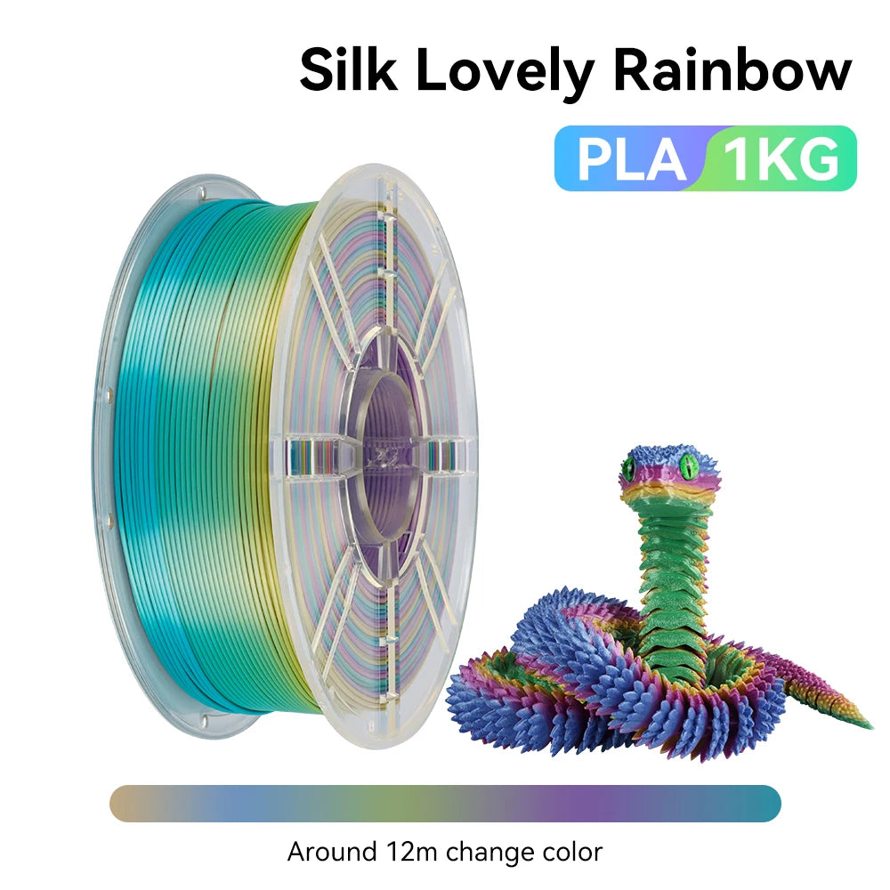 KINGROON 1kg 4kg  Silk & Matt Rainbow PLA 3D Printer Filaments Liquid Light for 3D Printing 1.75mm