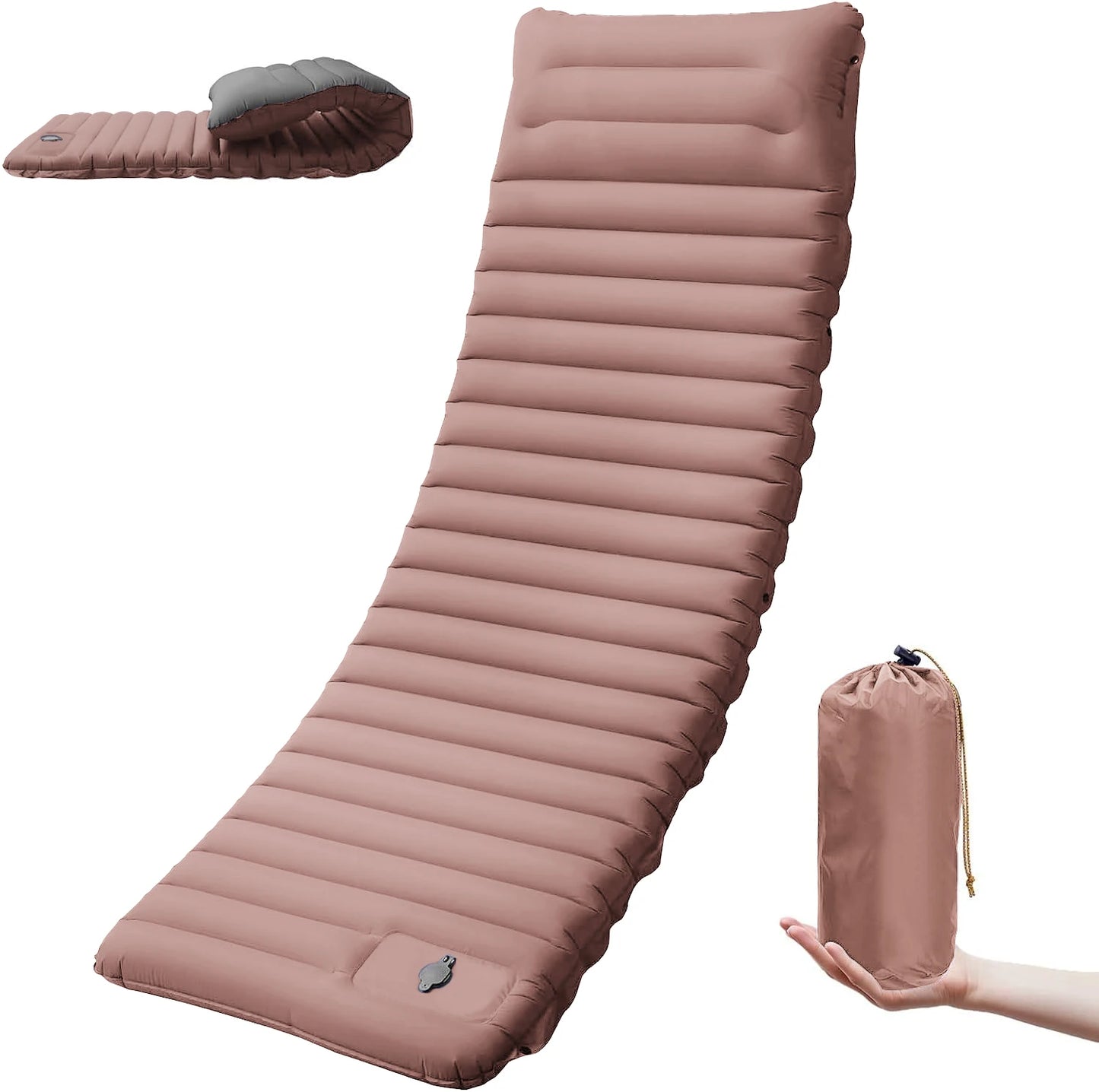Ultralight Extra Thick 4Inch Camping Sleeping Pad with Built-In Pillow And Foot Pump Inflatable Sleeping Mat for Outdoor Camping