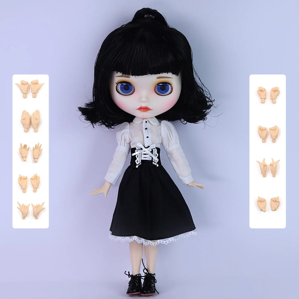 ICY DBS Blyth Doll White Skin joint Body Matte Face Cute Short Hair Playful Doll DIY SD Gift Toys