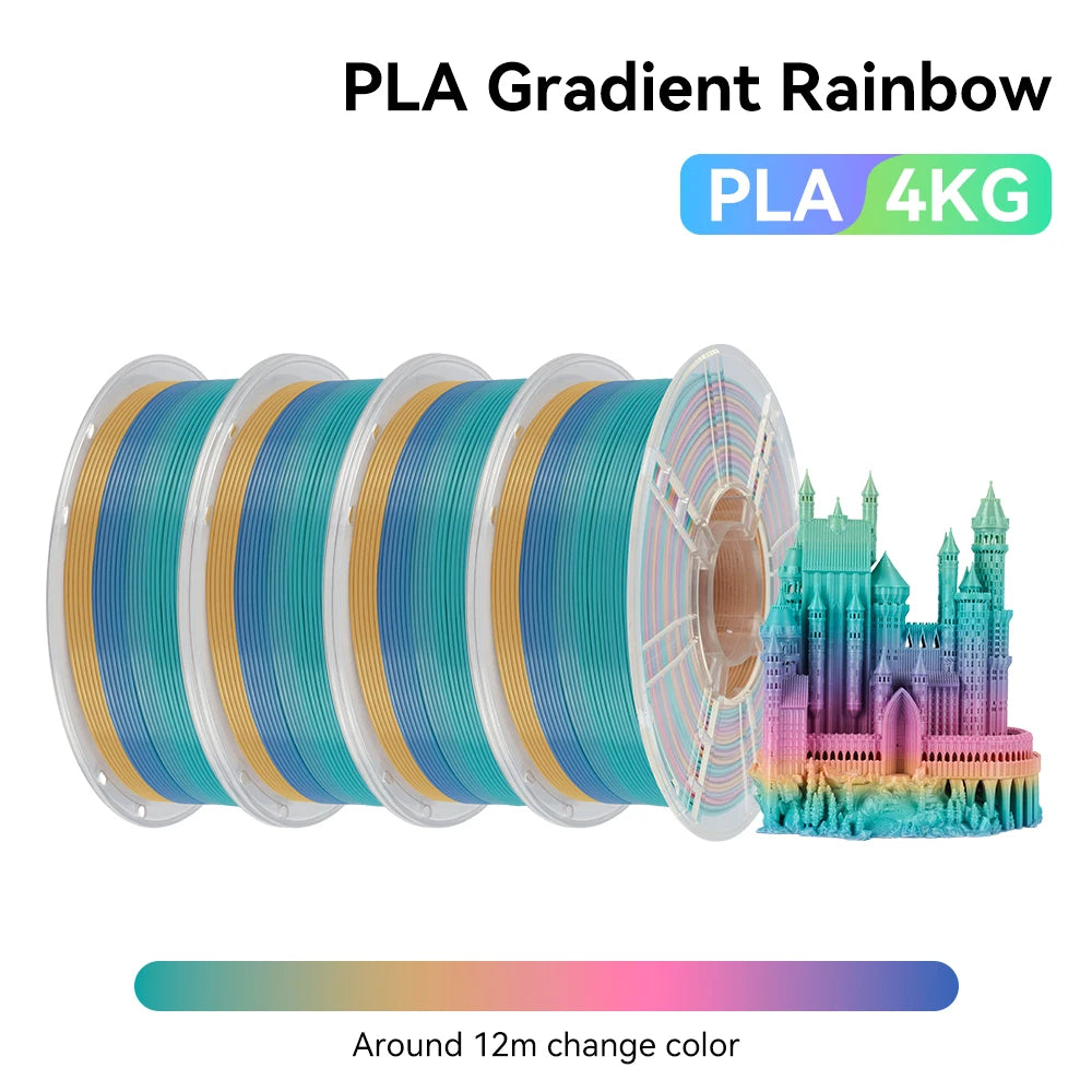 KINGROON 1kg 4kg  Silk & Matt Rainbow PLA 3D Printer Filaments Liquid Light for 3D Printing 1.75mm