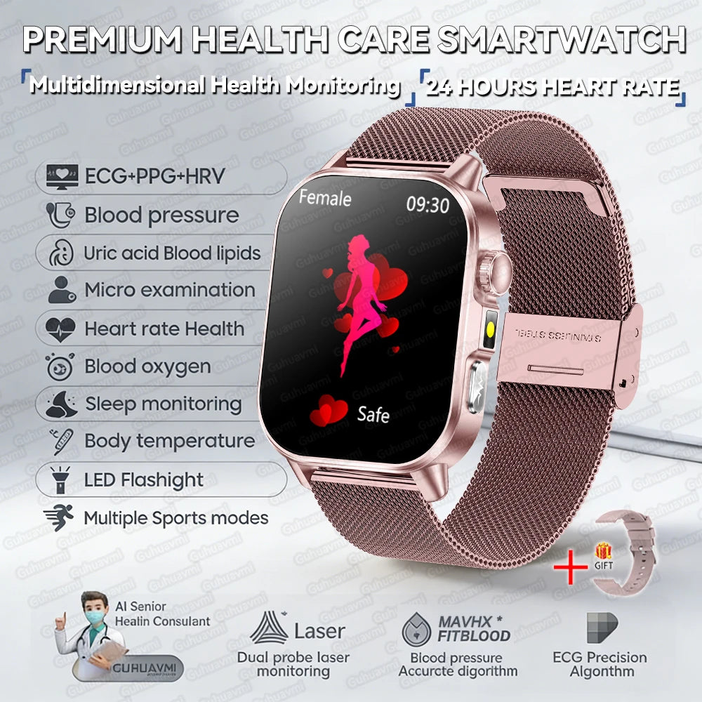 New Precise Health Care Smart Watch ECG+HRV Uric Acid Blood Lipids Emotional Perception Bluetooth Call Smartwatchs For Men Women