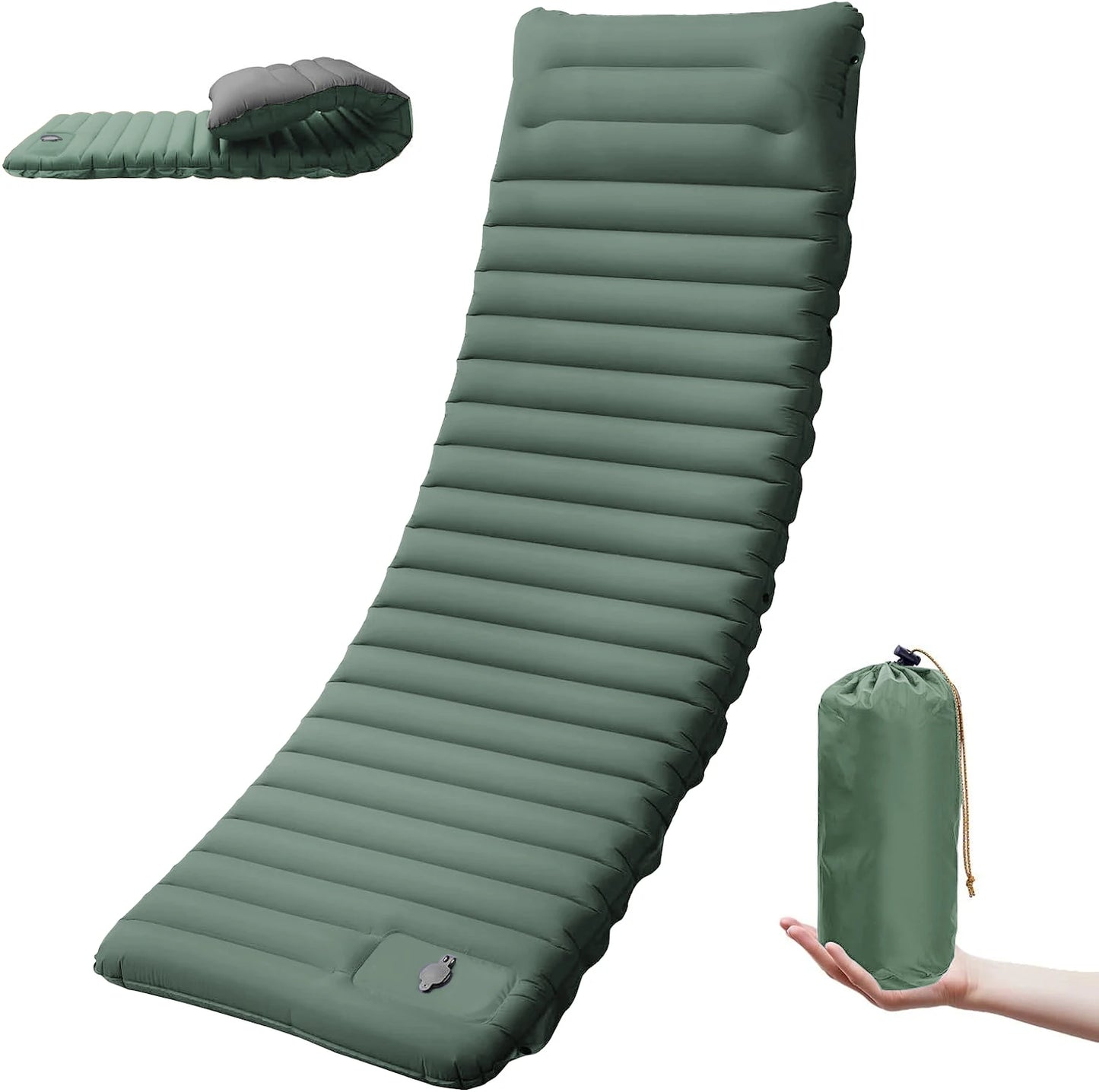 Ultralight Extra Thick 4Inch Camping Sleeping Pad with Built-In Pillow And Foot Pump Inflatable Sleeping Mat for Outdoor Camping