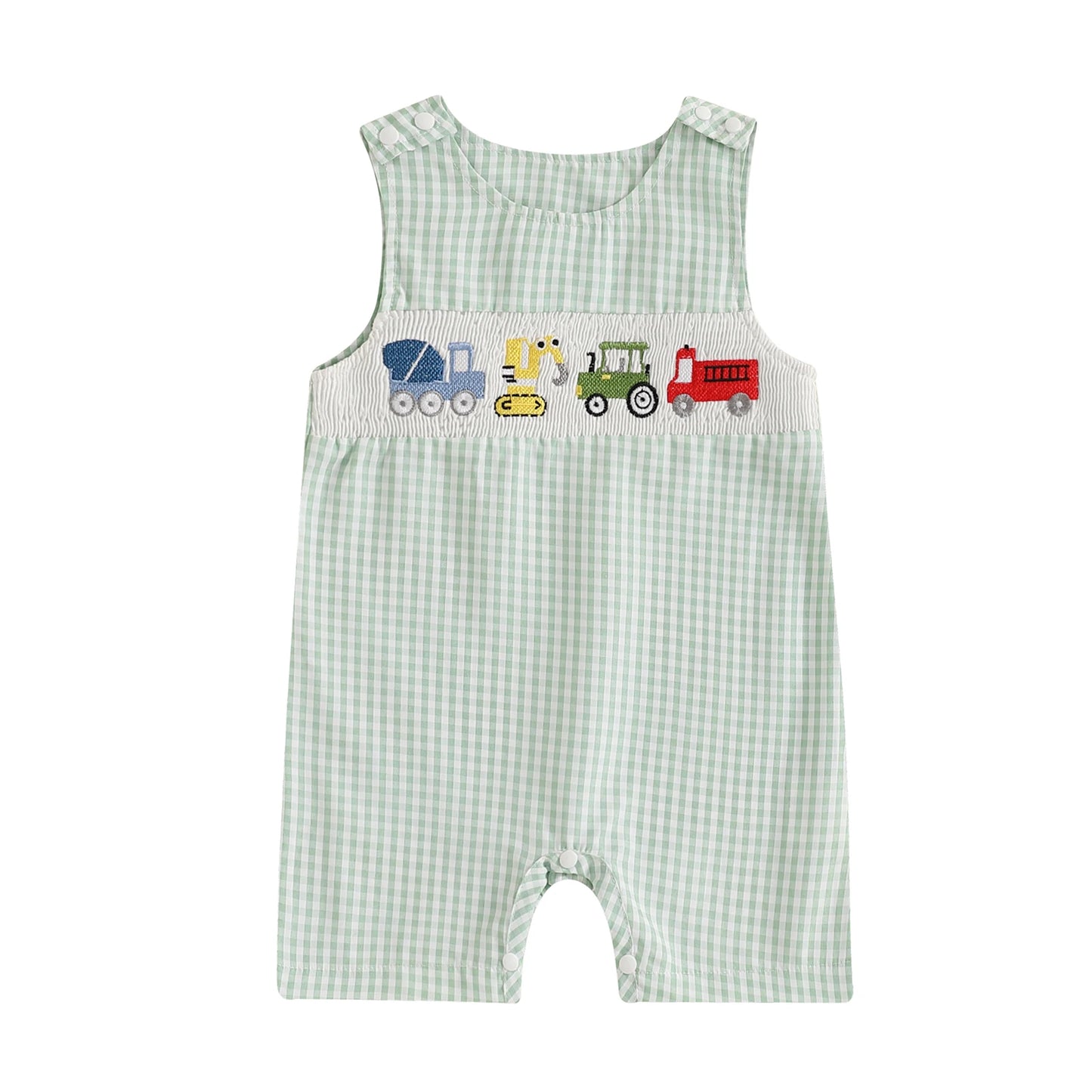 New Baby Boy Romper Cute Embroidered Sleeveless Buttons Short Jumpsuits 2026 Summer Toddler Overalls 0-18M