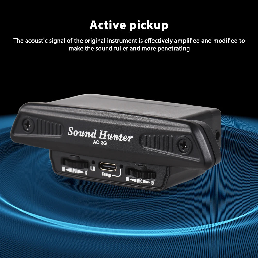 Sound Hunter Guitar Pickup Wooden Guitar Sound Hole Vibration Pickup Active Pickup System Dual Coil Pickup No Punching for Guita