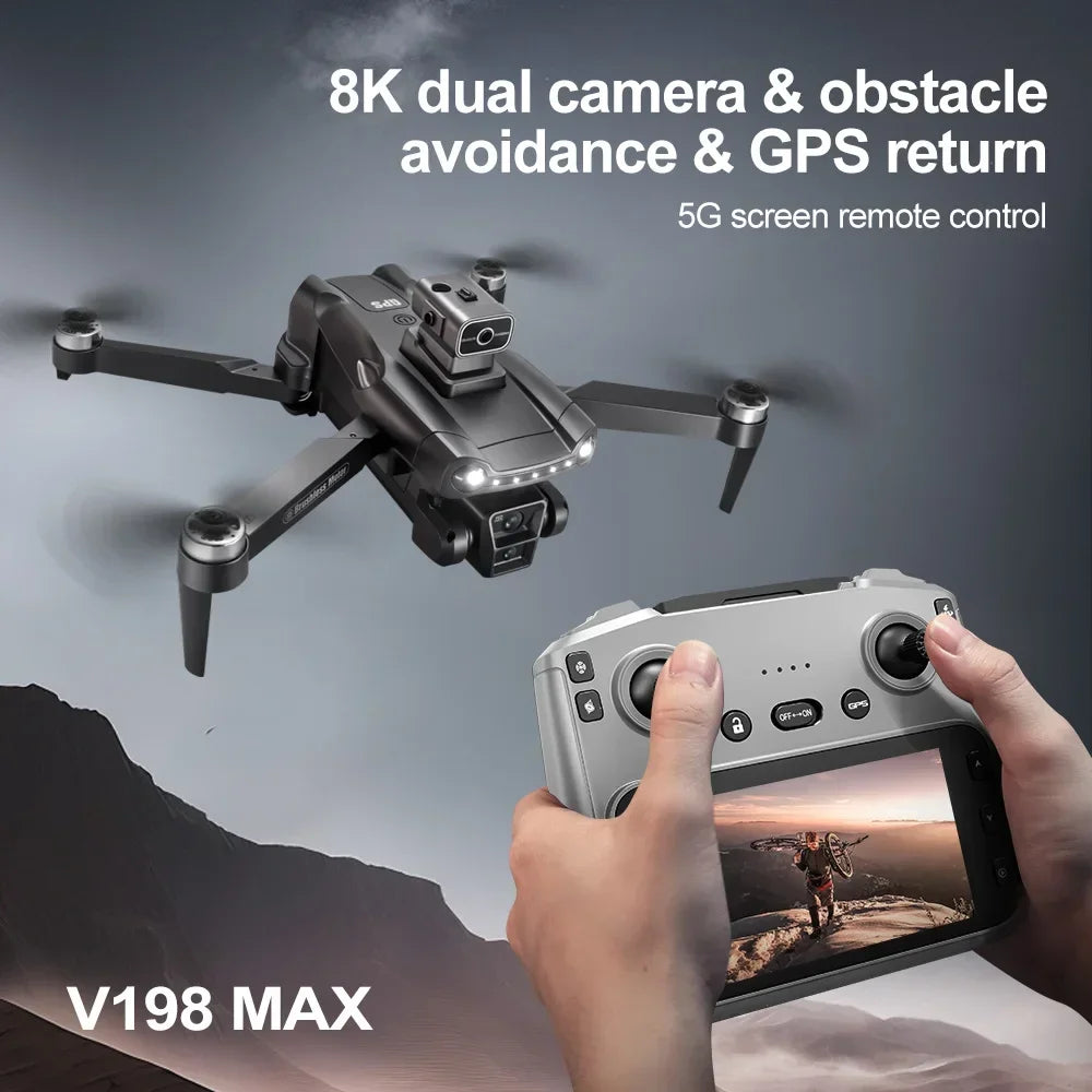 Lenovo V198MAX GPS Return Drone 5G 8K HD Dual Camera Dron Remote With Screen Laser Obstacle Avoidance Drone RC Toys Gifts FPV