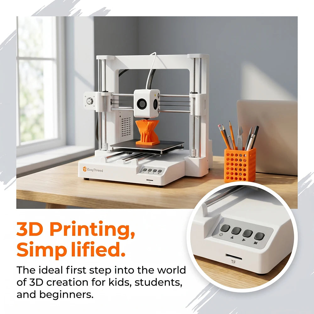 EasyThreed K10 Desktop Mini 3D Printer, Low Noise FDM 3D Printing Machine with Quick Bed Leveling, Portable Safe Printer for Youth STEM Learning Parent Child DIY Projects
