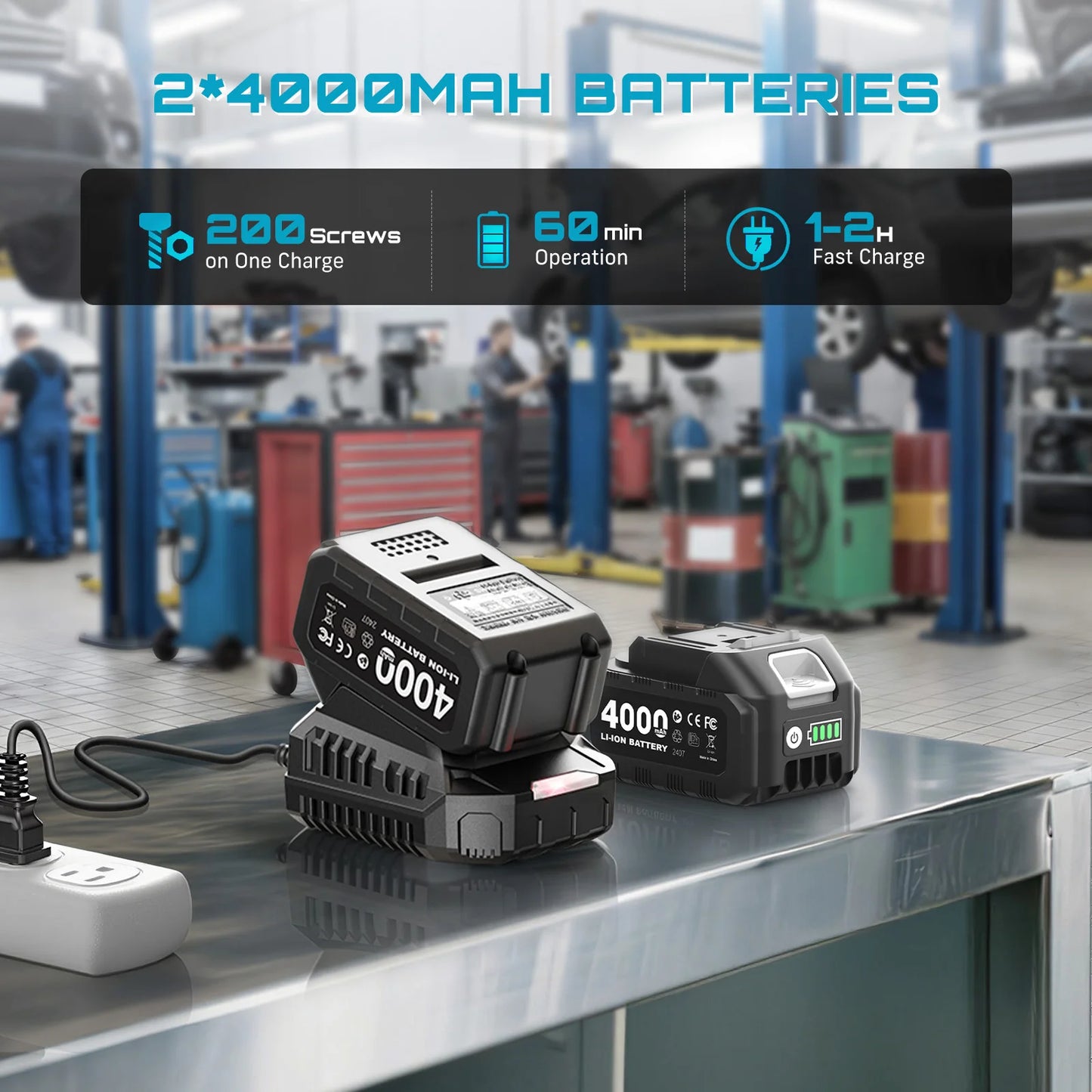 SEESII 1300N.m 3-in-1  Impact Wrench & Cordless Drill & Screwdriver 1/2 Inch Brushless Motor Electric Impact Gun Kit Repair Tools With 2x4000mah Batteries LED Light For Car Truck Home DIY