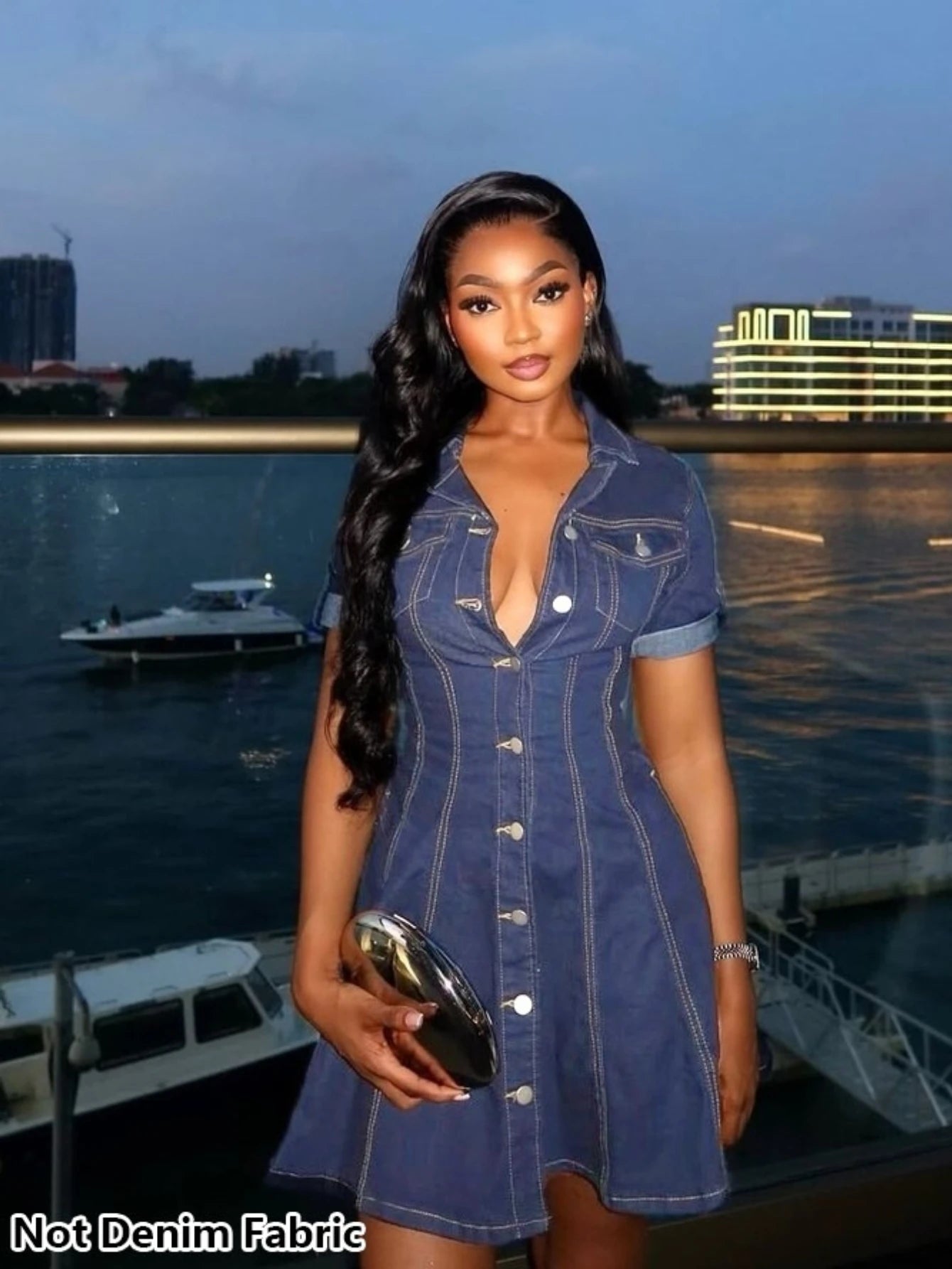Women's Collared Button Front Short Sleeve Fitted Flared Mini Dress For Daily Street Brunch Dating Casual Fashion Occasions