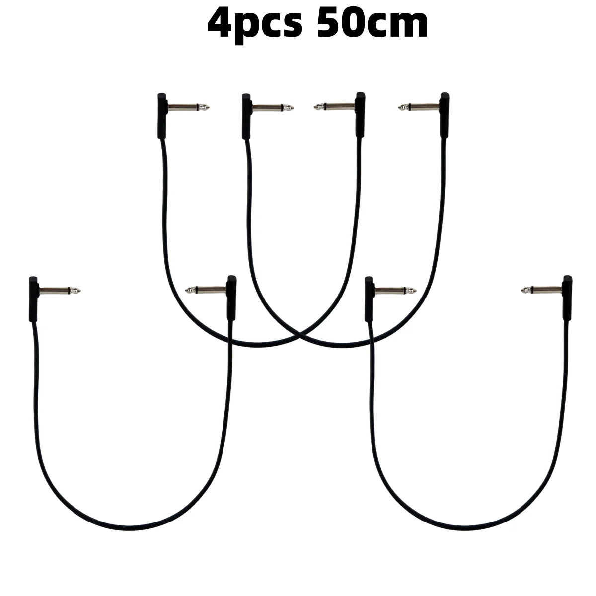 Miwayer 4pcs Flat Cables for Guitar Effect Pedal 6.35mm Mono TS Right Angle 5~50cm/Space Saving/Clear Sound /for Pedal Effects