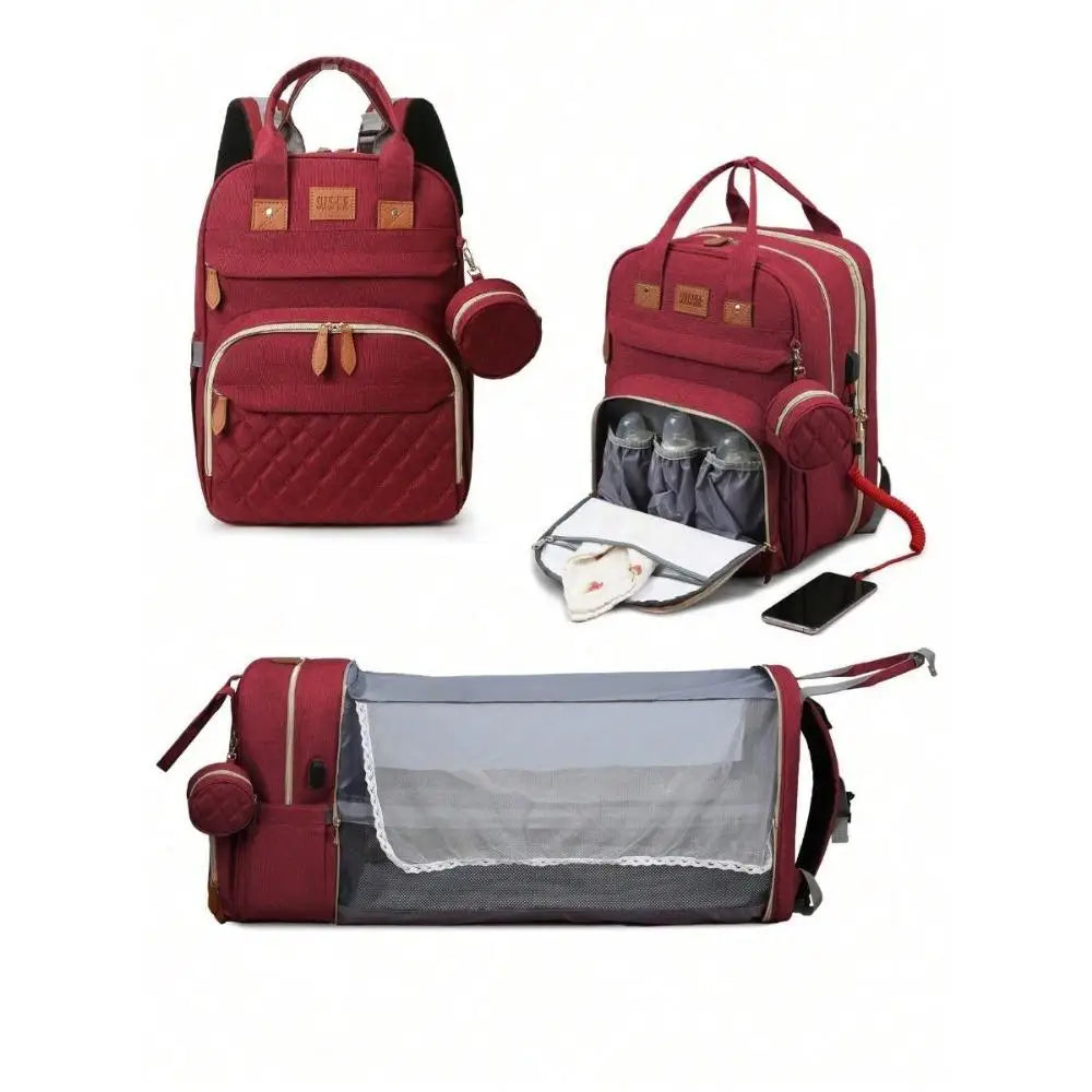 RsenFremior Large Diaper Bag with Changing Station, Foldable Diaper Bag Backpack with Bed ,Diaper Bag with Insulated Pockets