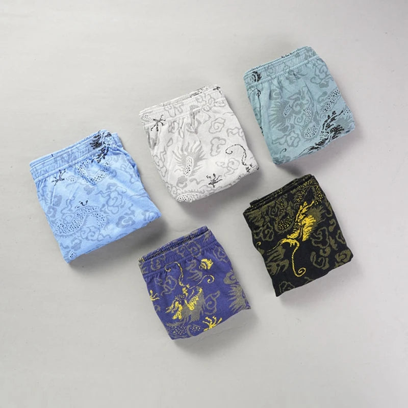 10 Pcs/Lot 100% Cotton Men's Printed Briefs Underpants Underwear Loose Plue Size Lingerie Moisture Absorbent Breathable Panties
