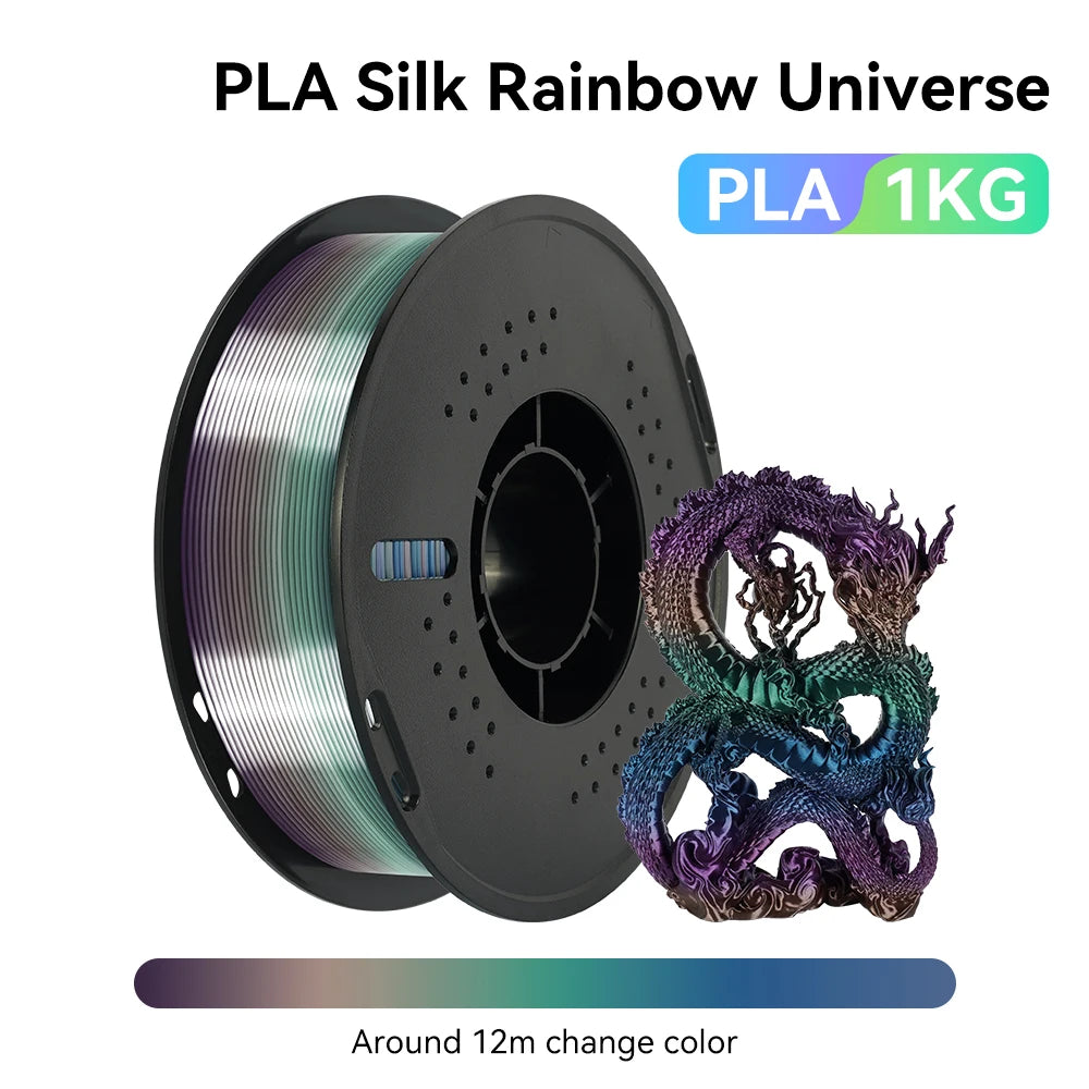 KINGROON 1kg 4kg  Silk & Matt Rainbow PLA 3D Printer Filaments Liquid Light for 3D Printing 1.75mm