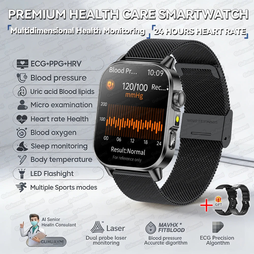 New Precise Health Care Smart Watch ECG+HRV Uric Acid Blood Lipids Emotional Perception Bluetooth Call Smartwatchs For Men Women