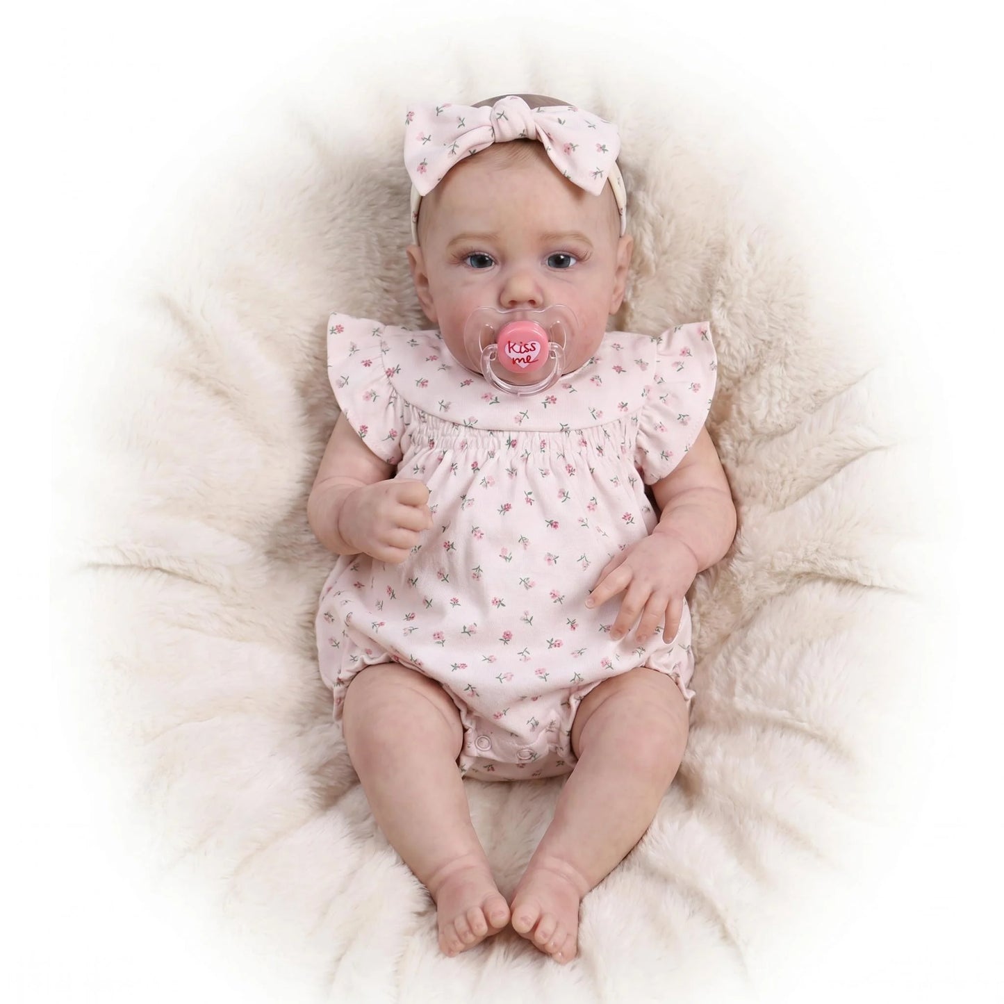NPK 22inch Penny Cloth Body Toddler Newborn Doll Princess Lifelike Reborn Soft Touch 3D Skin Art Doll with Hand Draw Hair