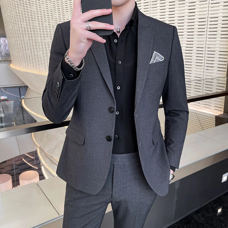 2025 Men's Business Suit Slim-fit Wedding Dress Two-piece Set M-4XL Stylish Handsome All-in-one Banquet Trousers