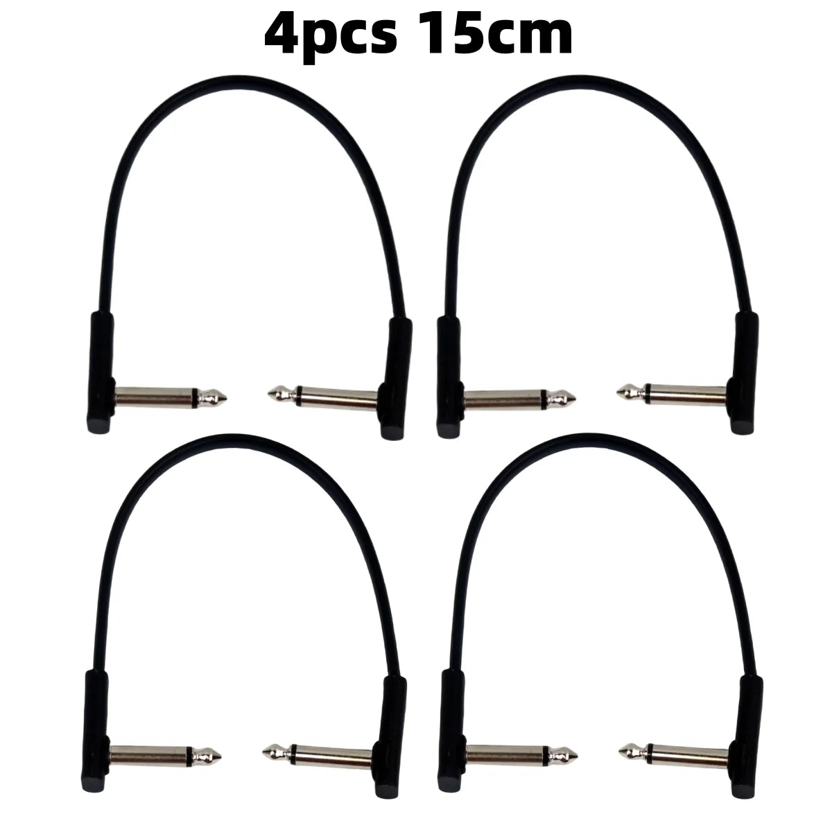 Miwayer 4pcs Flat Cables for Guitar Effect Pedal 6.35mm Mono TS Right Angle 5~50cm/Space Saving/Clear Sound /for Pedal Effects