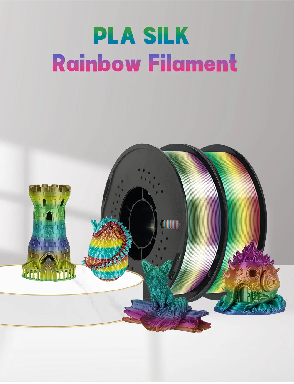 KINGROON 1kg 4kg  Silk & Matt Rainbow PLA 3D Printer Filaments Liquid Light for 3D Printing 1.75mm