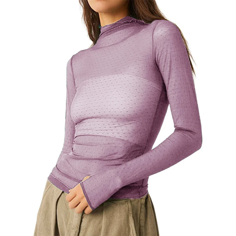 New Transparent See Through Blouse Shirt Women Sexy Harajuku Mesh Tops Casual Summer Ladies Top Femininas Clubwear SheerTee