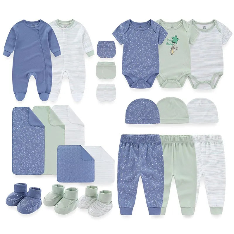Unisex 22 Pieces 100%Cotton Baby Supplies Gift Sets Newborn Baby Girl Clothes Print Baby Boy Clothes Sets Short Sleeve Bebes
