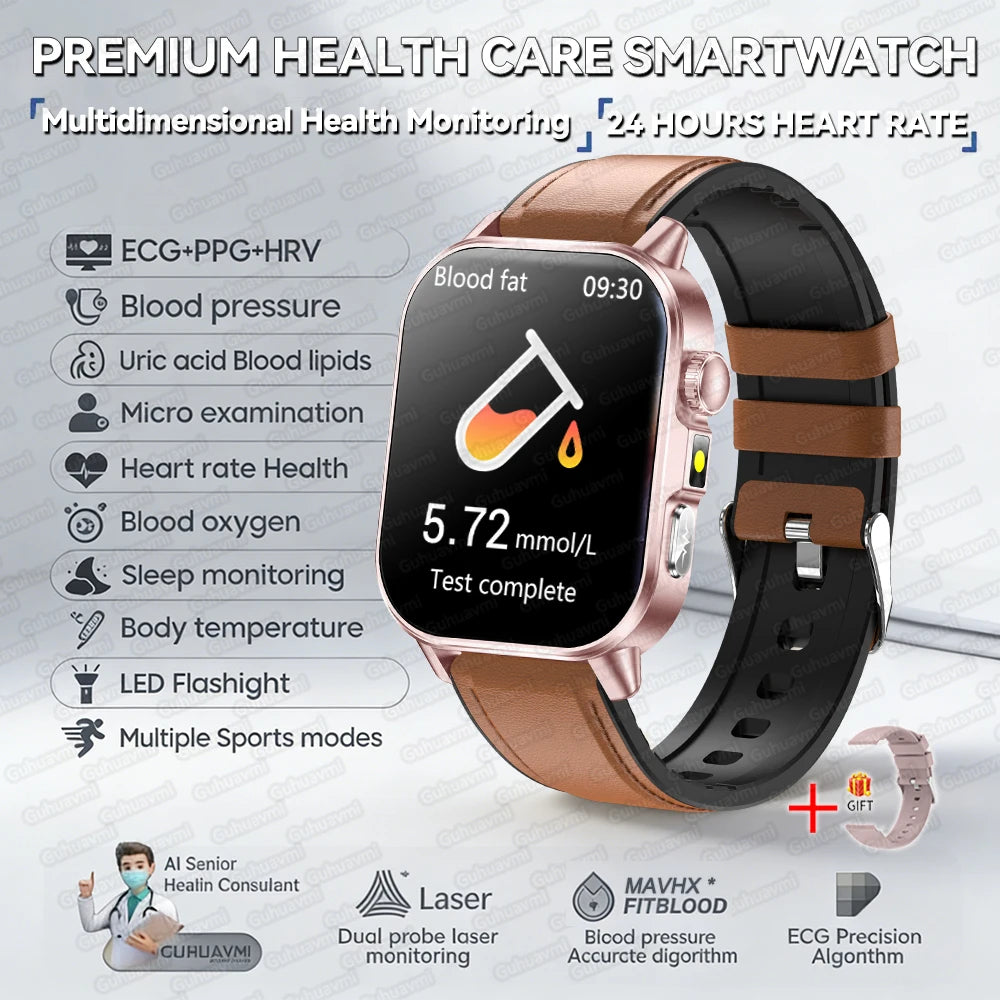 New Precise Health Care Smart Watch ECG+HRV Uric Acid Blood Lipids Emotional Perception Bluetooth Call Smartwatchs For Men Women