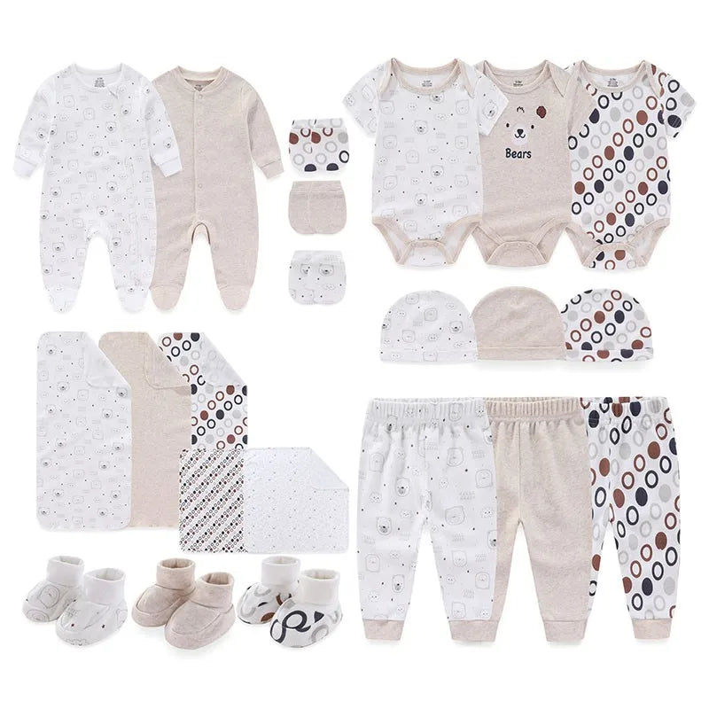 Unisex 22 Pieces 100%Cotton Baby Supplies Gift Sets Newborn Baby Girl Clothes Print Baby Boy Clothes Sets Short Sleeve Bebes