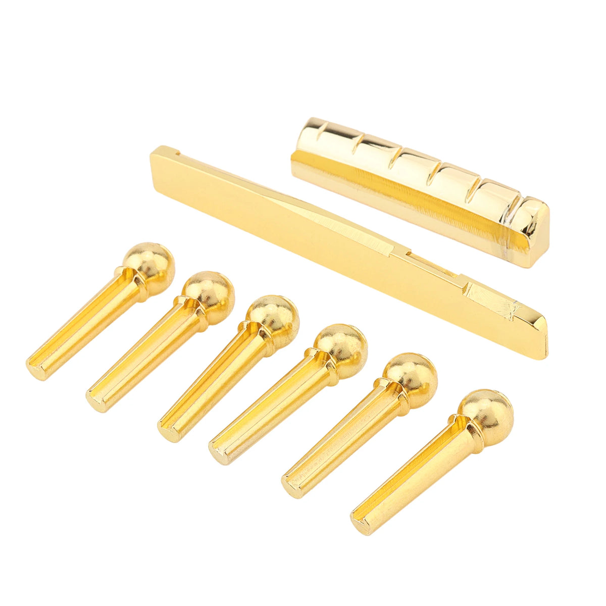 8pcs Brass Guitar Saddle Nut Bridge Pins Set for 6 String Acoustic Folk Guitar 72mm Saddle Replacement Upgrade Kit