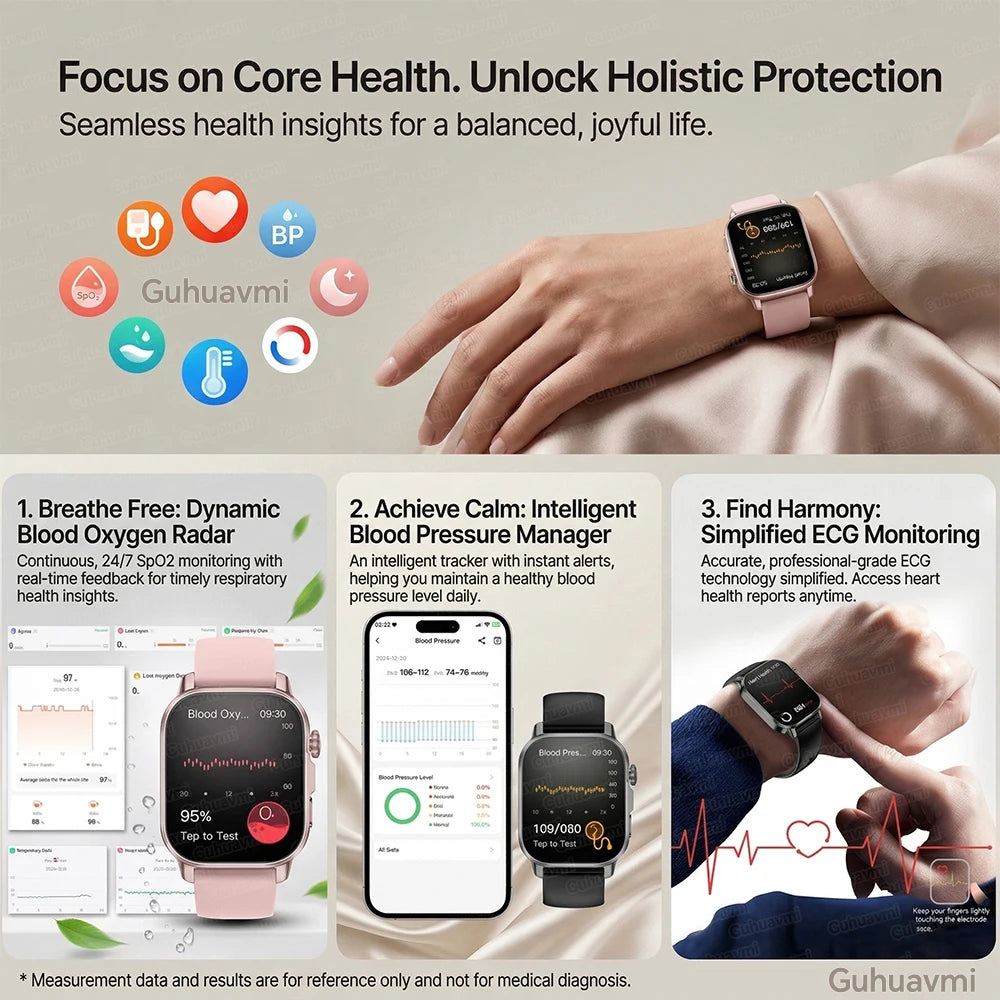 New Precise Health Care Smart Watch ECG+HRV Uric Acid Blood Lipids Emotional Perception Bluetooth Call Smartwatchs For Men Women
