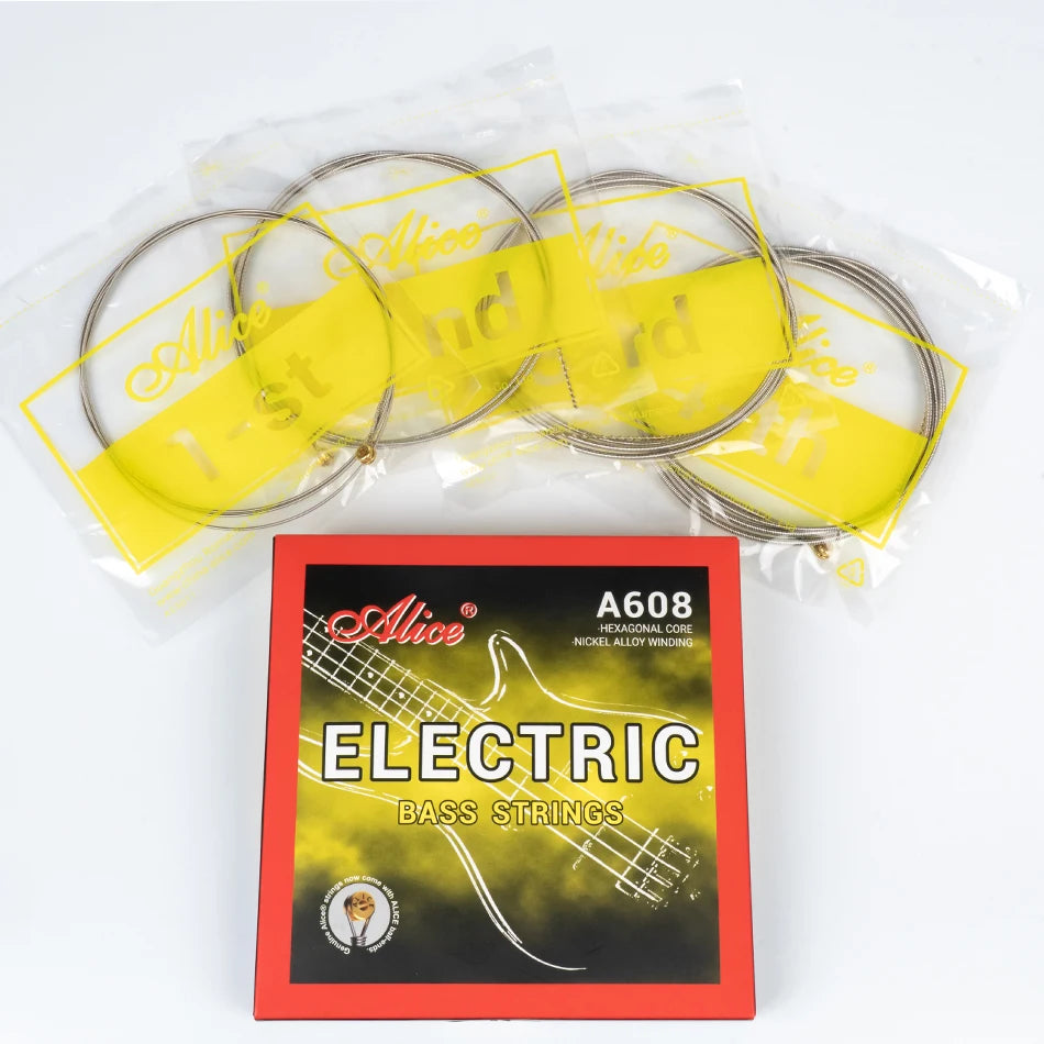 Alice A608 Electric Bass String 4-Strings Set Hexagonal Core Nickel Alloy Wound Medium Light for Choose