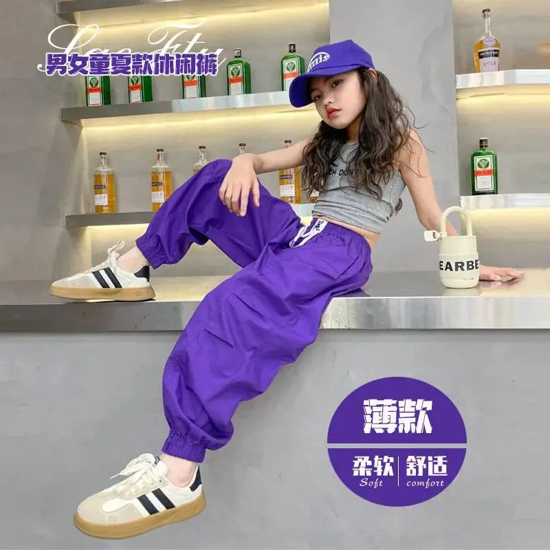 Teenage Girls Clothing Children Pants Kids Clothes Summer Streetwear Hip-hop Street Dance Casual Cargo Pants Fashion