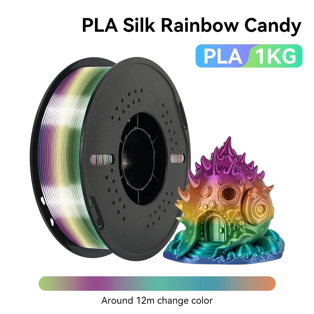 KINGROON 1kg 4kg  Silk & Matt Rainbow PLA 3D Printer Filaments Liquid Light for 3D Printing 1.75mm