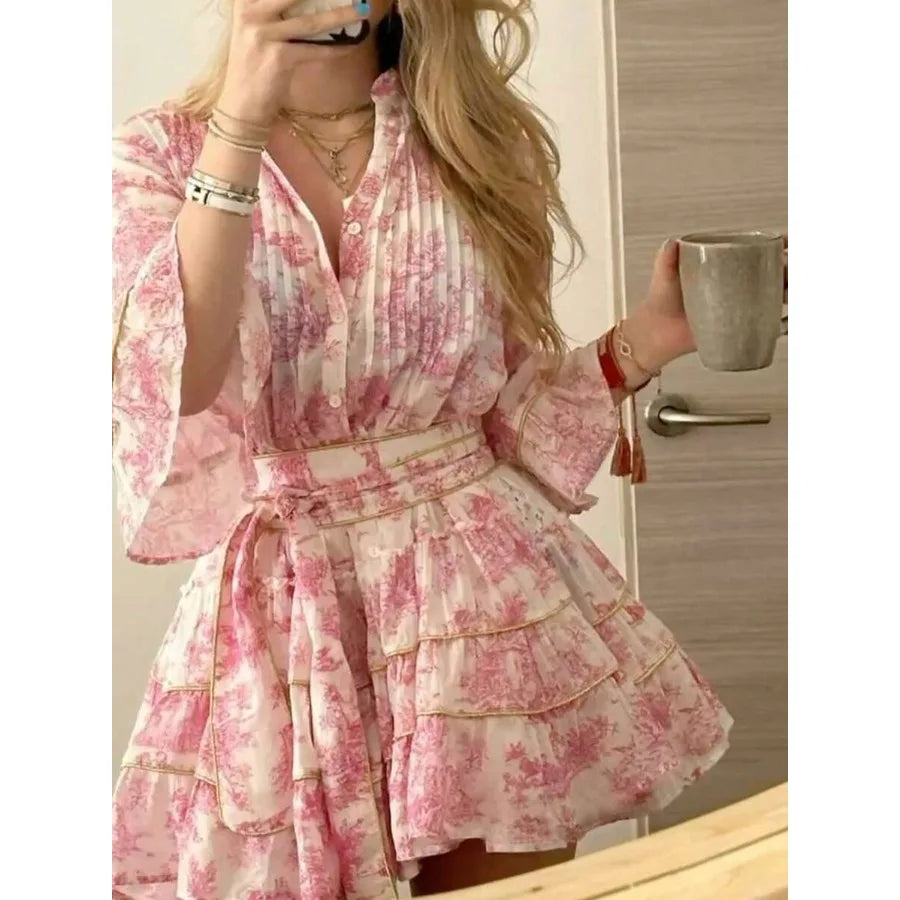 Women's Fashion Casual Elegant Romantic Vacation Printed Button Dress