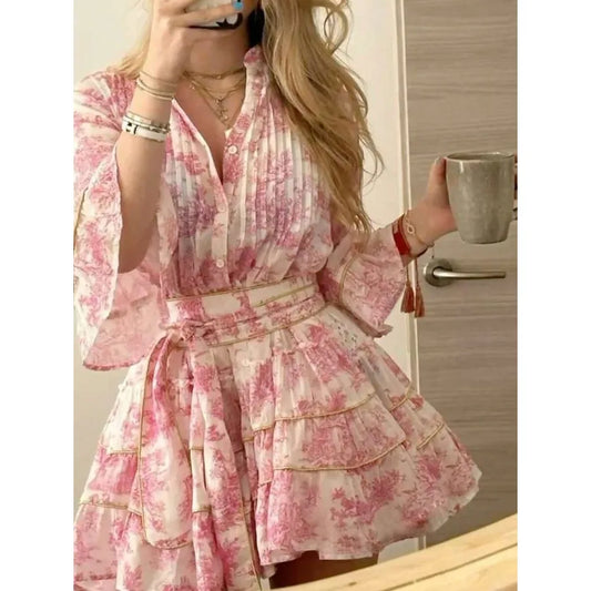 Women's Fashion Casual Elegant Romantic Vacation Printed Button Dress