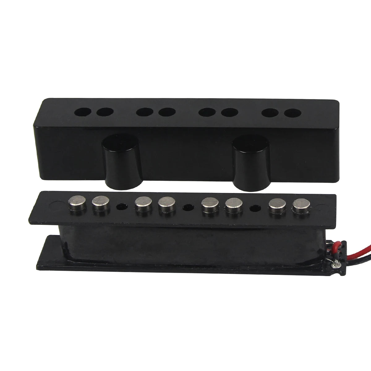 FLEOR Set of Open Style Alnico 5 Bass Pickups JB Neck Bridge Pickups Black for Bass 4 Strings
