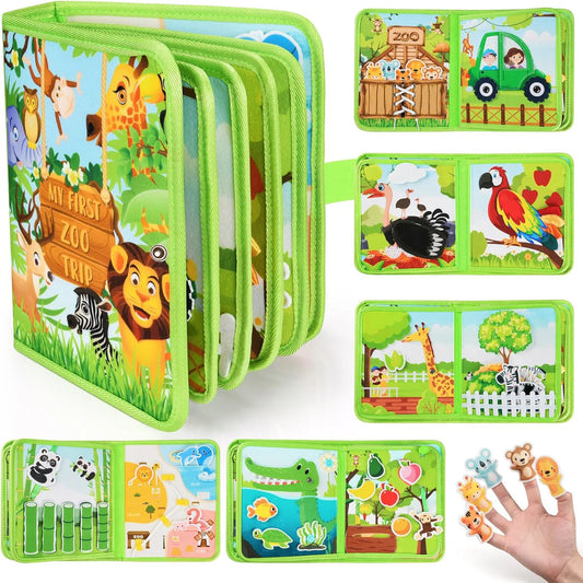 Children's baby Early Education Intelligence Learning baby Toys Felt Learning Board, Busy Board, Busy Book, Cloth Book, Including Life Skills, Alphabet, Numbers, Shapes Colors, Animals, Weather, Toddler Travel Toys, Birthday
