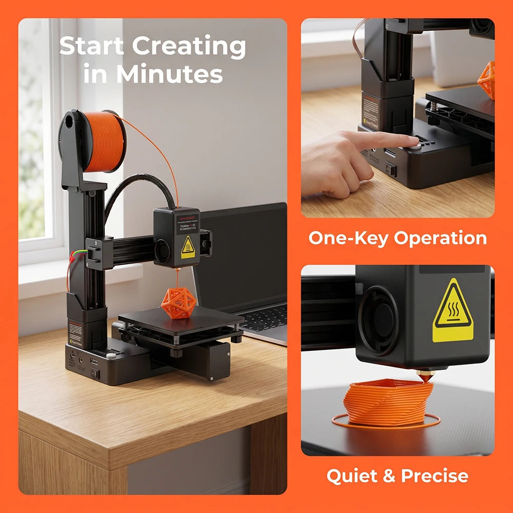 EasyThreed K10 Desktop Mini 3D Printer, Low Noise FDM 3D Printing Machine with Quick Bed Leveling, Portable Safe Printer for Youth STEM Learning Parent Child DIY Projects