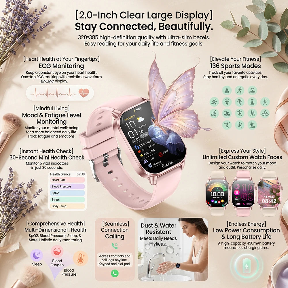 New Precise Health Care Smart Watch ECG+HRV Uric Acid Blood Lipids Emotional Perception Bluetooth Call Smartwatchs For Men Women
