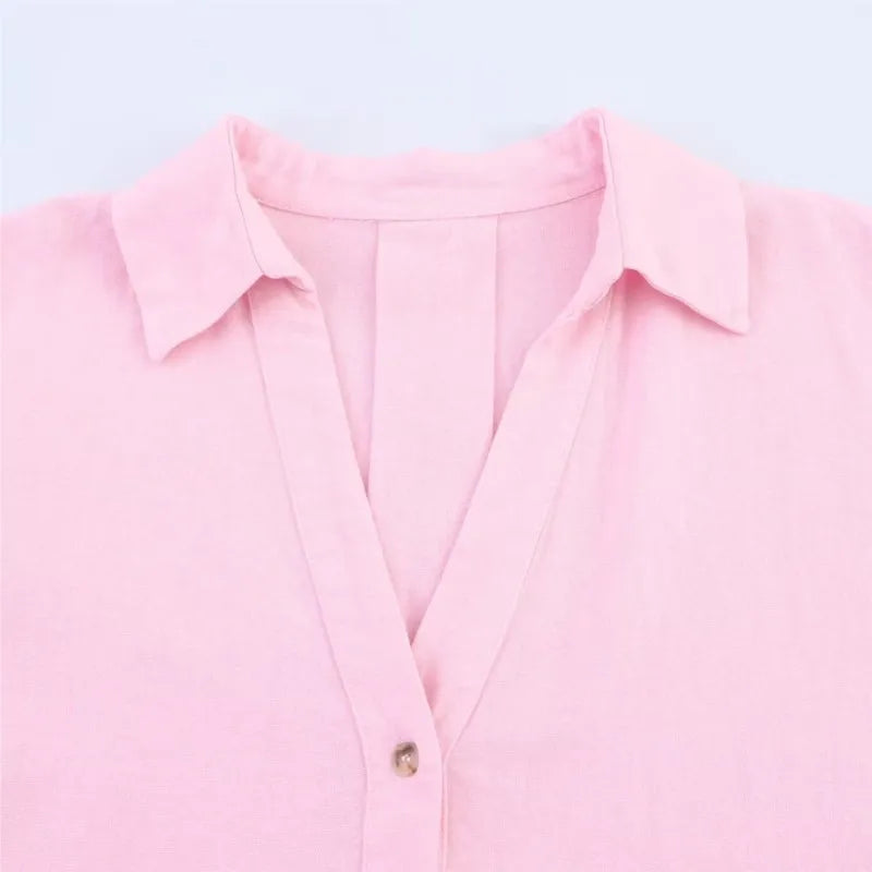HipSeam Wide Sleeved Shirt Women Spring Asymmetric Hem Button Women's Shirts Simple Lady Johnny Collar Shirts & Blouses