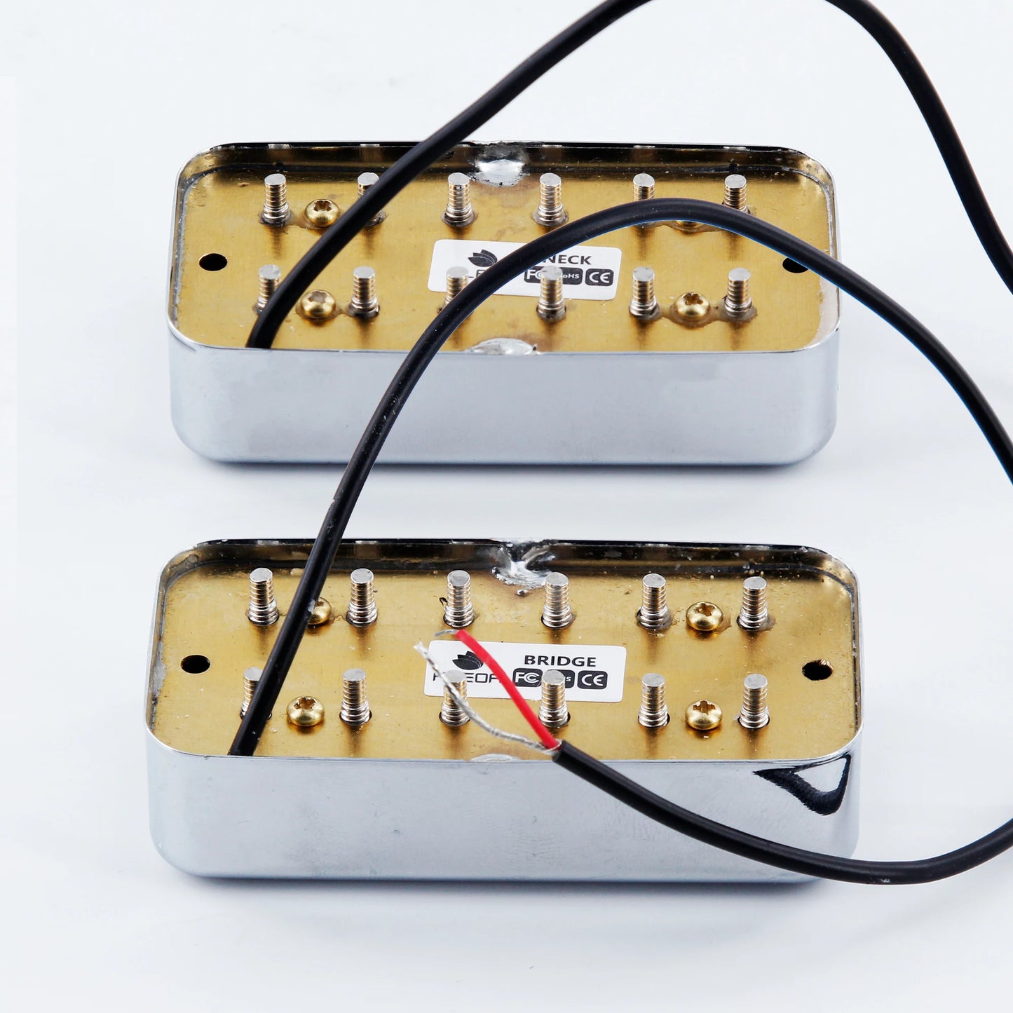 FLEOR Alnico II Electric Guitar Neck/Bridge Humbucker Pickup for FT Style Guitar, Chrome/Gold