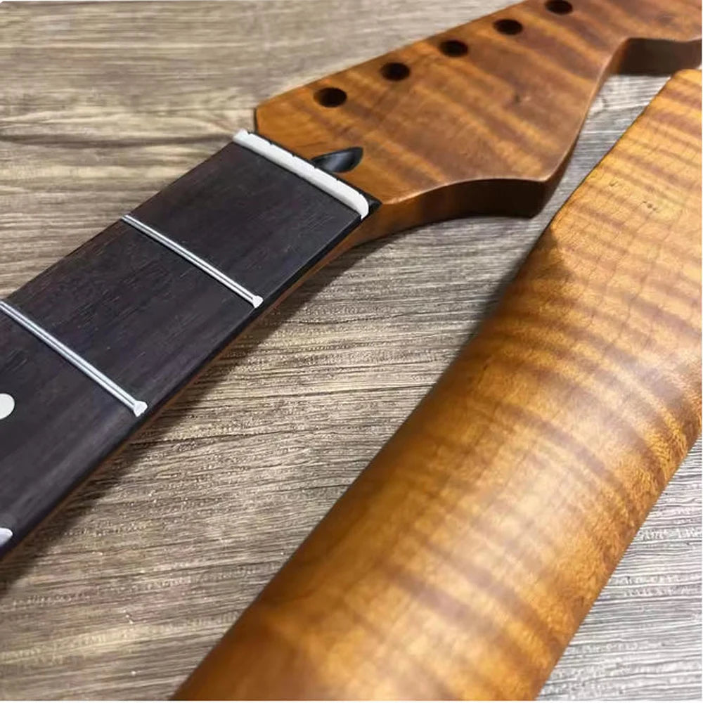 Tiger Flame ST-Style Electric Guitar Neck Stainless 22 Frets Rosewood Fingerboard for Guitar Lover Replacement Part