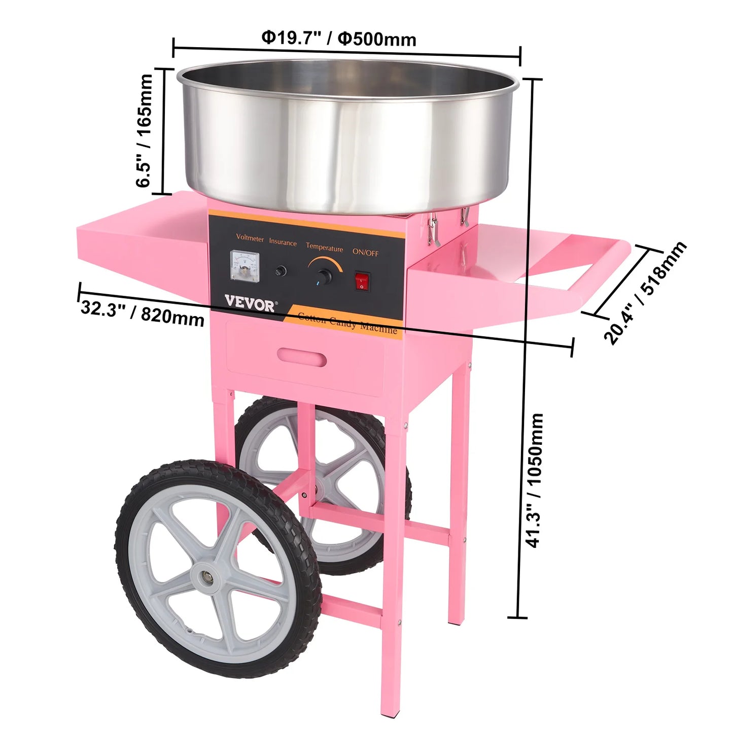 SucceBuy Electric Cotton Candy Machine Commercial Floss Maker Stainless Steel Bowl Sugar Scoop and Drawer for Birthday Party