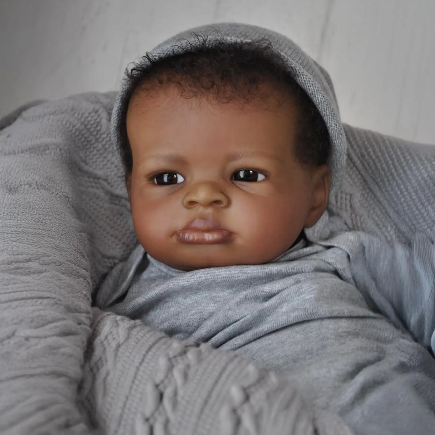 Realistic Reborn Baby Doll, 19-Inch African American Lifelike Boy | Real-Life Feel, Hand-Rooted Hair, Handmade Newborn, Weighted Body, Soft & Cuddly, Accessories Included, Gift Box,Ages 3+