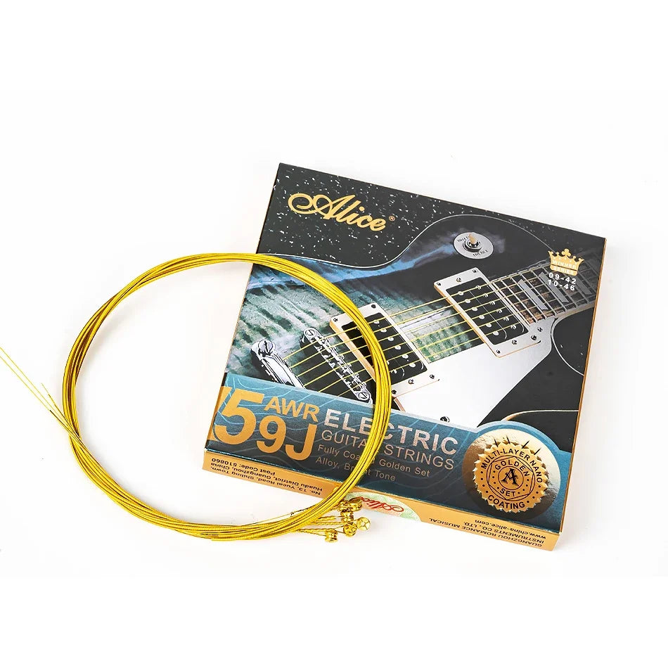 Alice AWR59J Electric Guitar Strings Set for 6 Strings Golden Coated Alloy Winding Light/Super Light Multi-layer Nano Coating