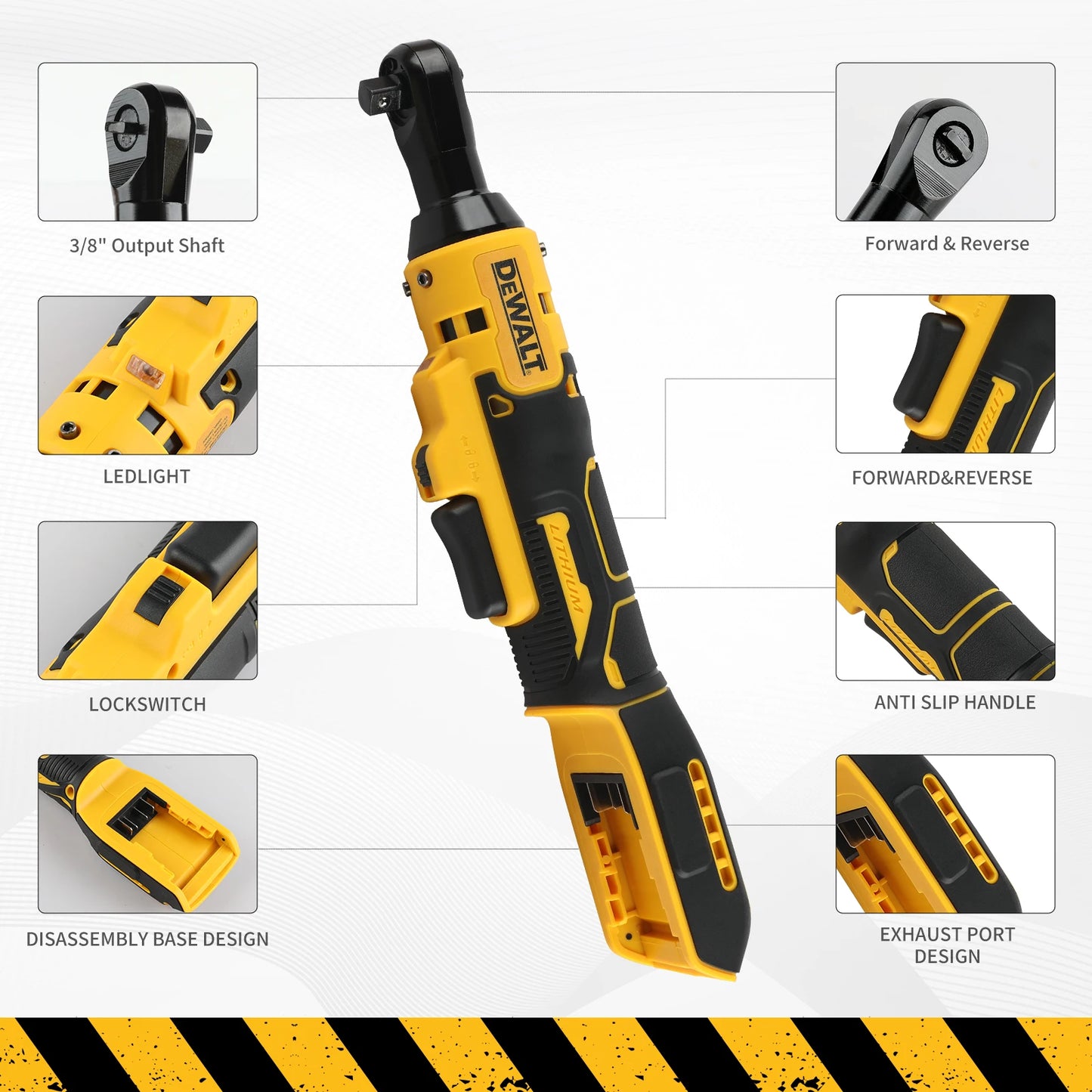 Dewalt DCF513 3/8 Inch Brushless Ratchet Right Angle Wrench LED Cordless Driver Variable Speed Power Wrench 20V Power Tools